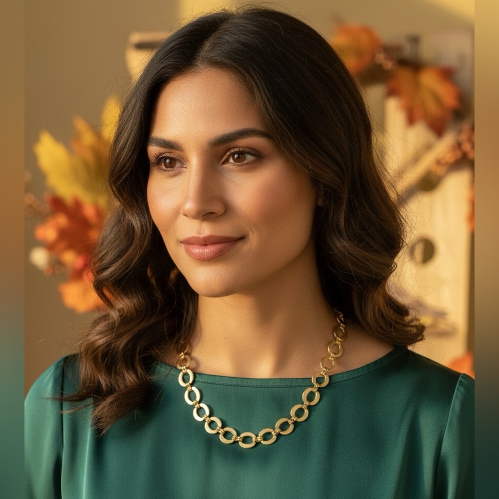 Elegant Round Link Gold Chain Necklace